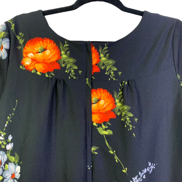 TROPICANA Vintage Black Floral Hawaiian Mumu Dress‎ - Picture 9 of 13
